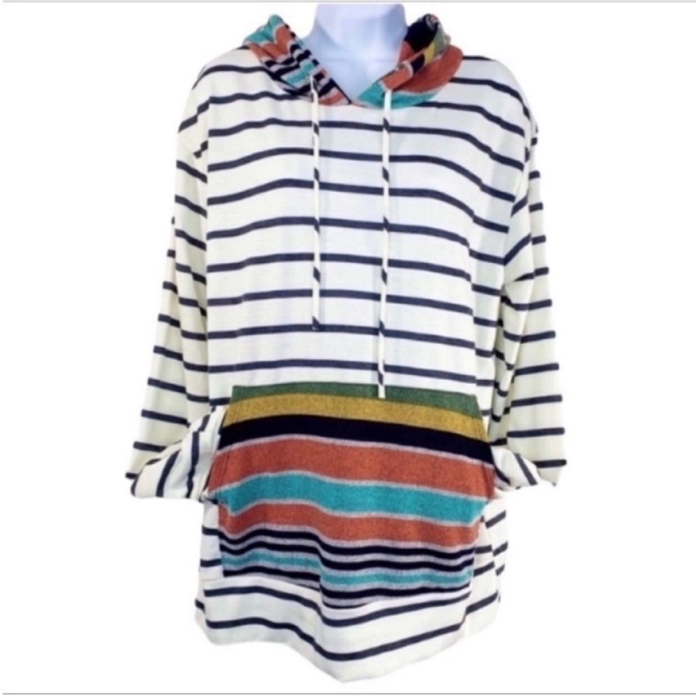 12 PM BY MON AMI striped hoodie top XL - Picture 4 of 8